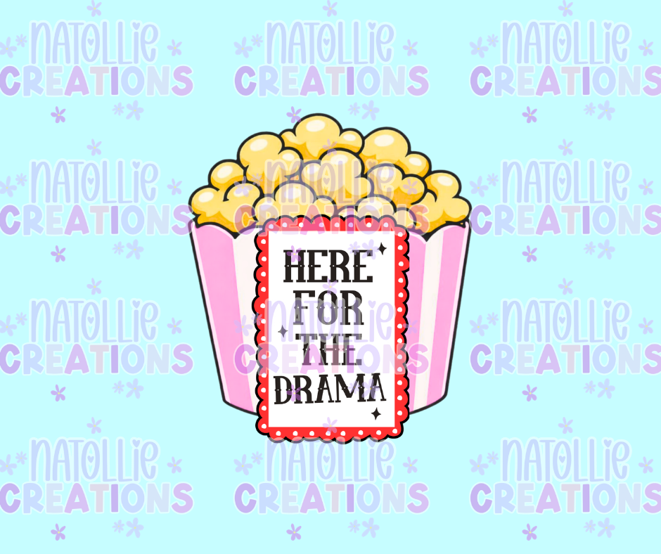 Here For The Drama Die Cut Sticker