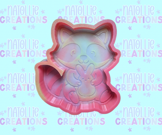 Raccoon Holding Peep Freshie Silicone Mold