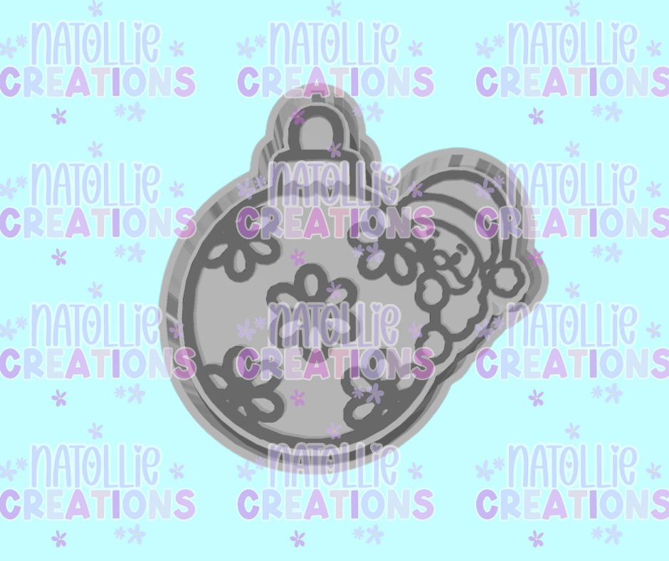 Peeking Santa W/ Floral Ornament Freshie Silicone Mold