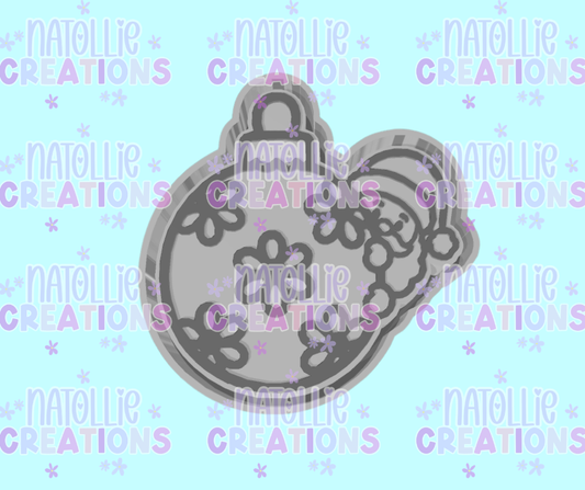 Peeking Santa W/ Floral Ornament Freshie Silicone Mold