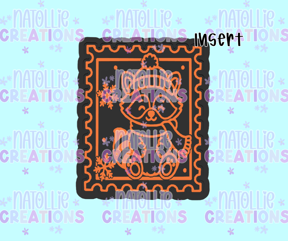 Christmas Raccoon Stamp Insert Freshie Silicone Mold