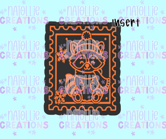 Christmas Raccoon Stamp Insert Freshie Silicone Mold