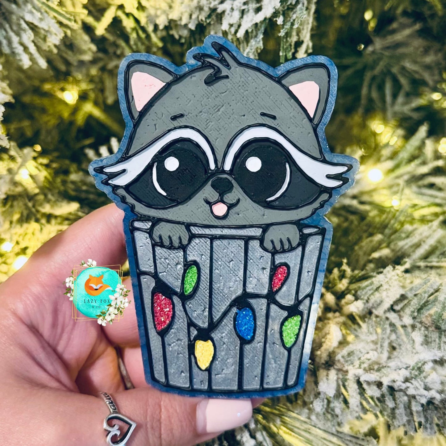 Christmas Trash Can Raccoon Freshie Silicone Mold