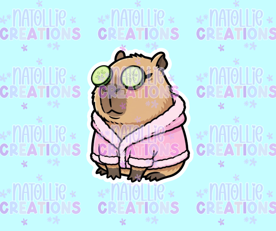 Relaxing Capybara Die Cut Sticker