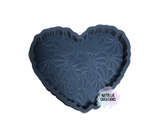 Talavera Heart W/ Bow Freshie Silicone Mold