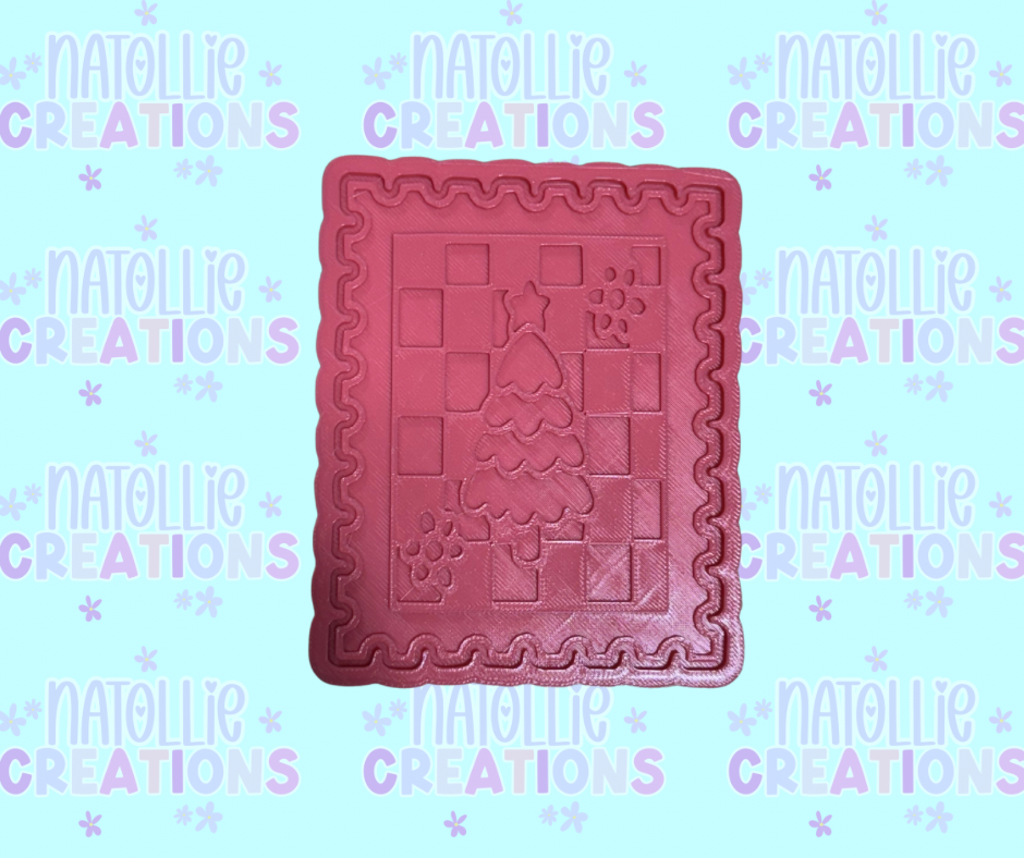 Checkered Christmas Tree Stamp Insert Freshie Silicone Mold