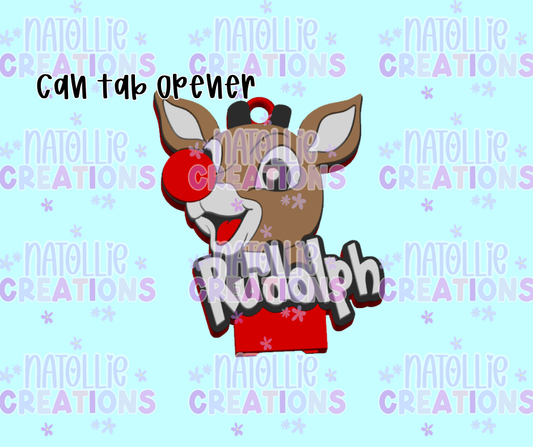 Red Nose Reindeer Can Tab Opener Keychain