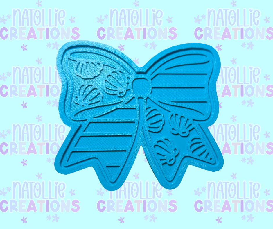 Striped Seashell Bow Insert Freshie Silicone Mold