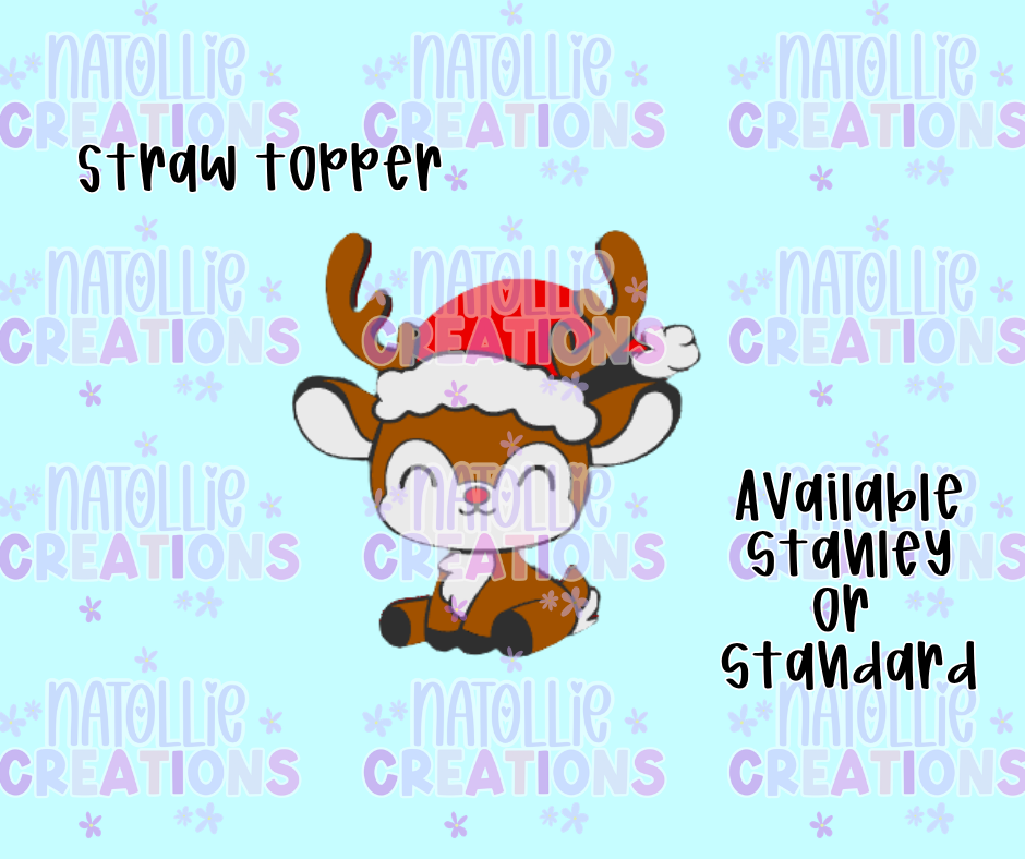 Christmas Reindeer Straw Topper