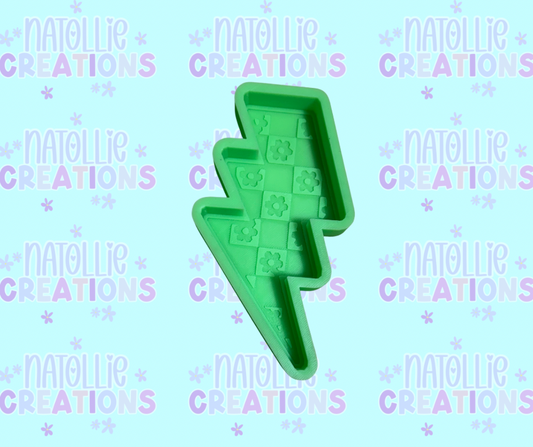 Floral Checkered Lightning Bolt Freshie Silicone Mold