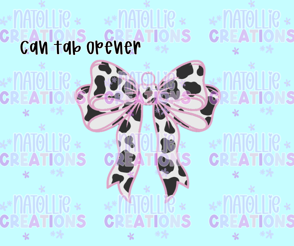 Cow Print Bow Can Tab Opener Keychain