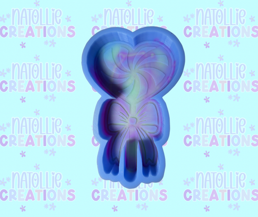 Heart Lollipop W/ Bow Freshie Silicone Mold