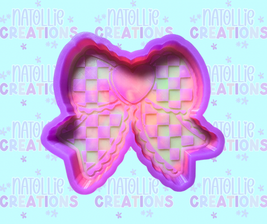 Checkered Conversation Heart Bow Freshie Silicone Mold
