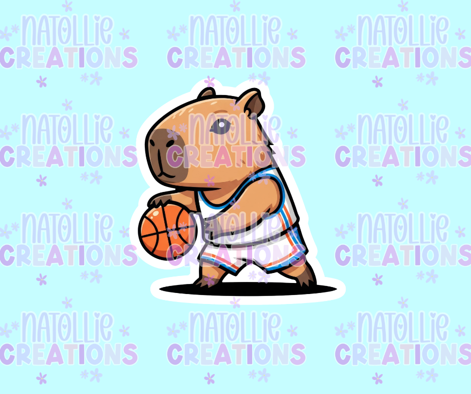 Basketball Capybara Die Cut Sticker