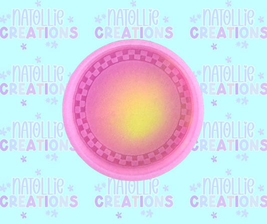 Checkered Bordered Round Freshie Silicone Mold