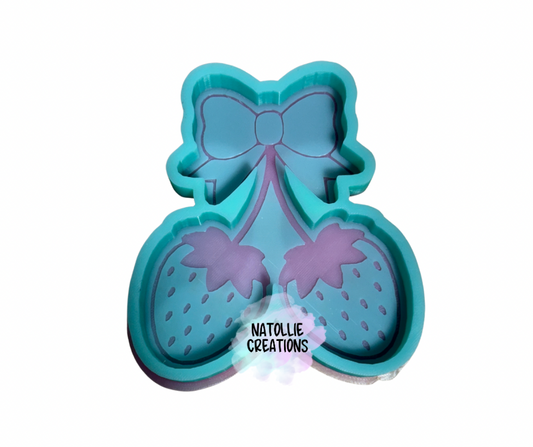Strawberry Cherries W/ Bow Freshie Silicone Mold