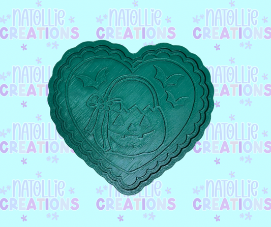 Halloween Pumpkin Bucket Scallop Heart Insert Freshie Silicone Mold