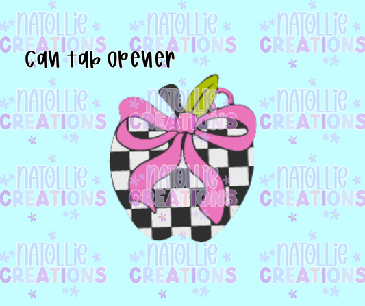 Checkered Apple Can Tab Opener Keychain