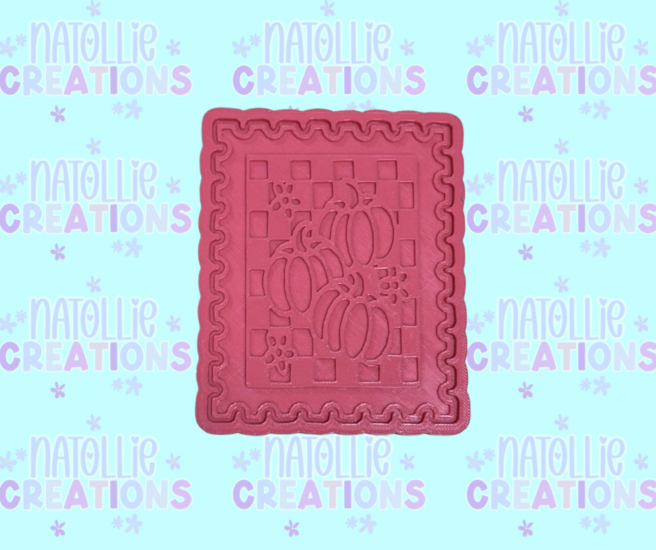 Checkered Pumpkin Stamp Insert Freshie Silicone Mold