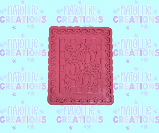 Checkered Pumpkin Stamp Insert Freshie Silicone Mold