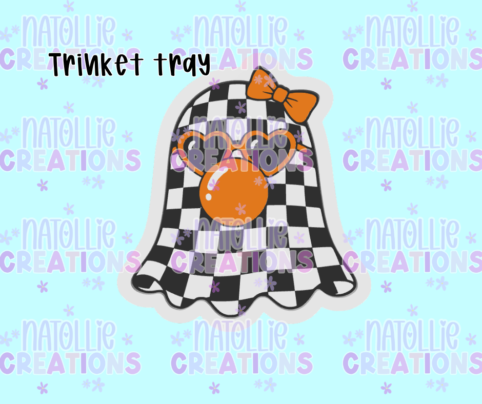 Checkered Ghost W/ Bubble Trinket Tray
