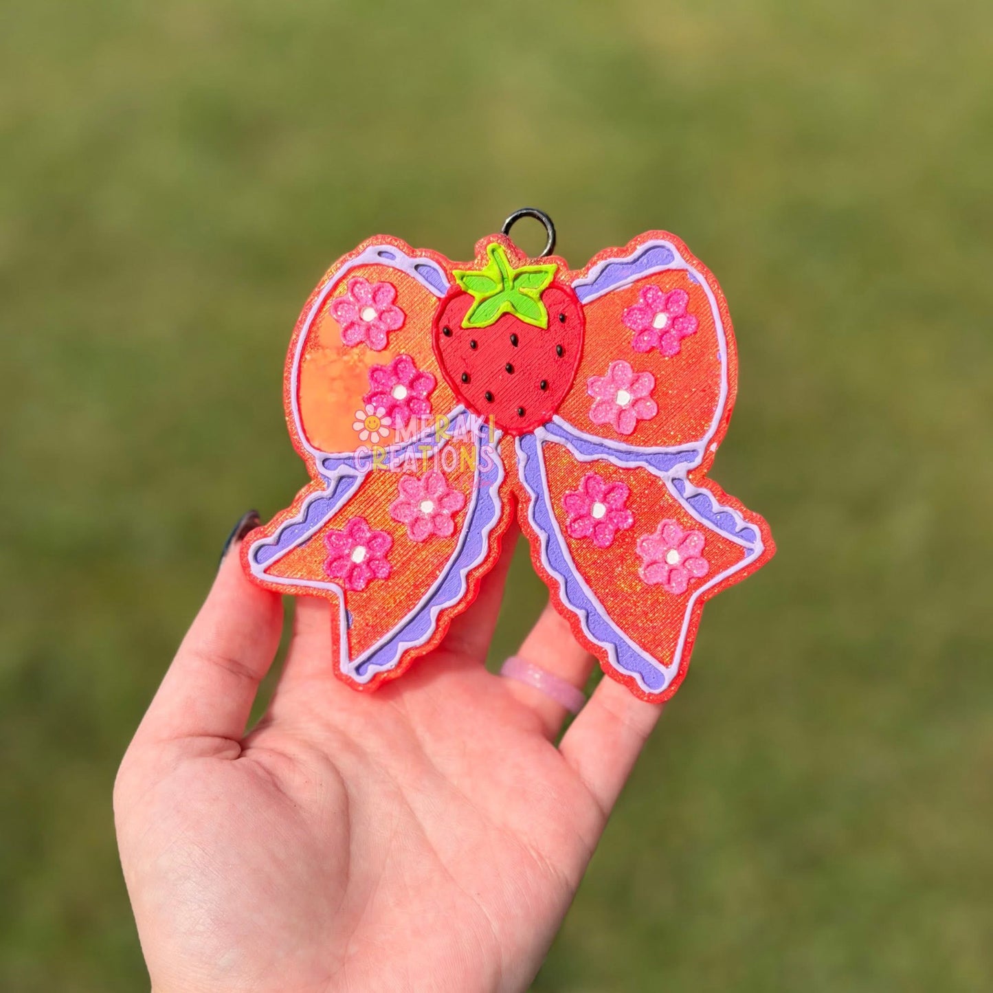 Floral Strawberry Bow Freshie Silicone Mold