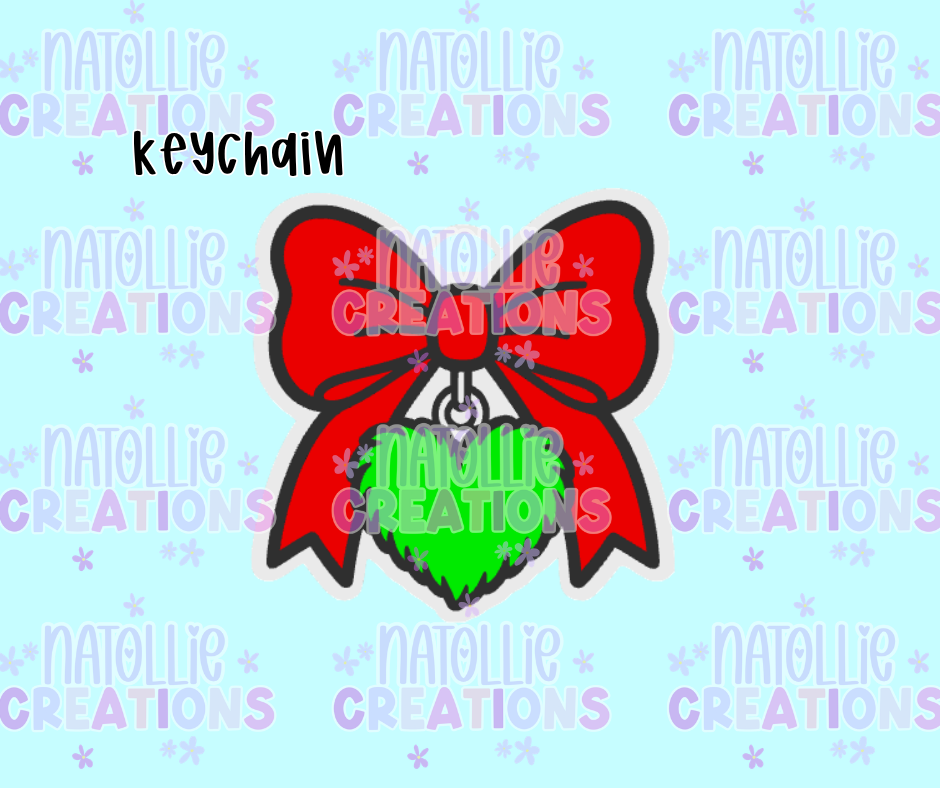 Fuzzy Heart Bow Keychain