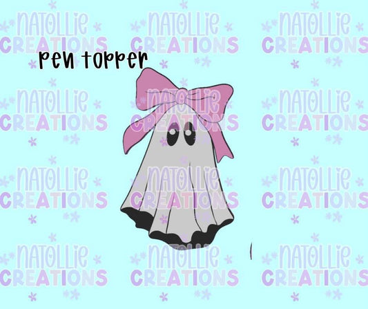 Ghost W/ Bow Pen Topper