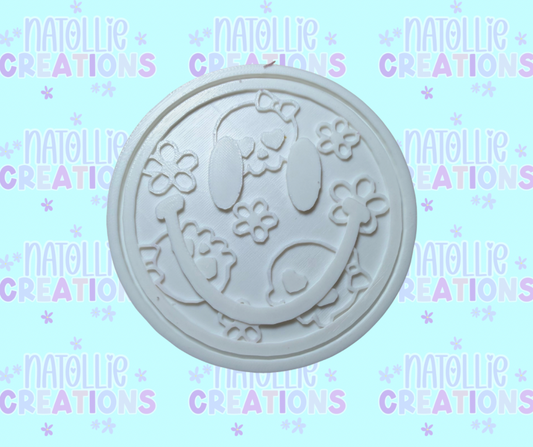 Floral Skull Smiley Insert Freshie Silicone Mold