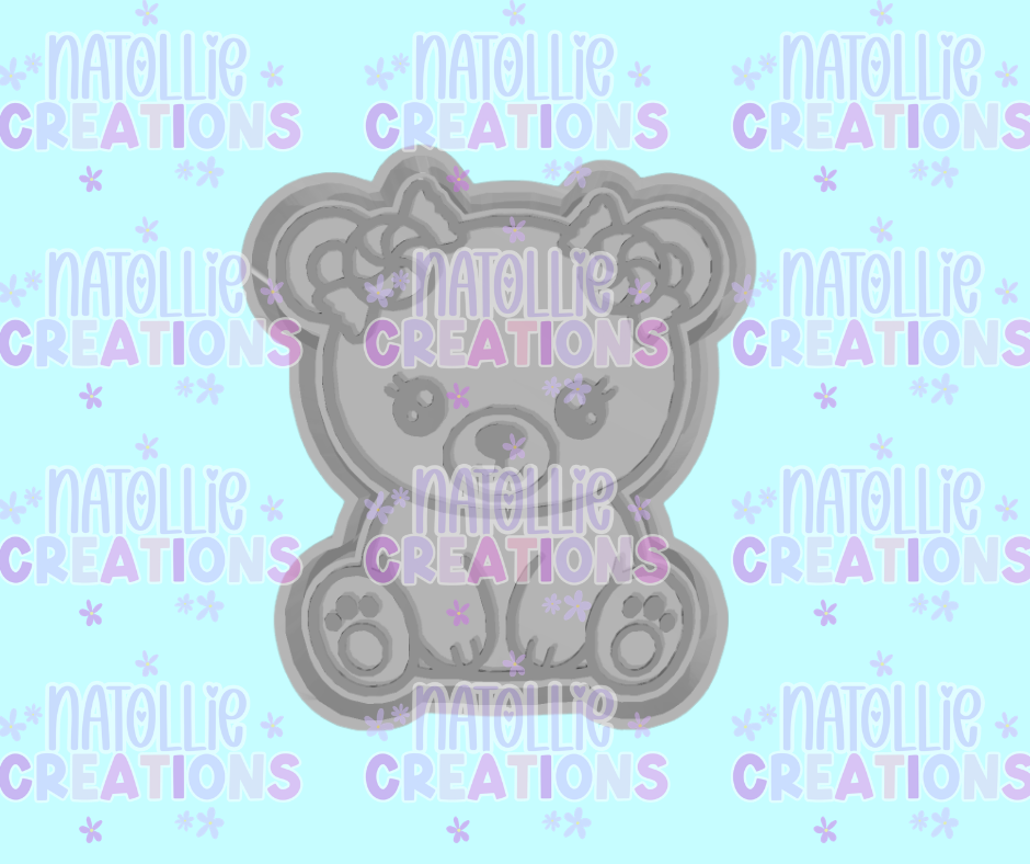 Peppermint Bow Bear Freshie Silicone Mold