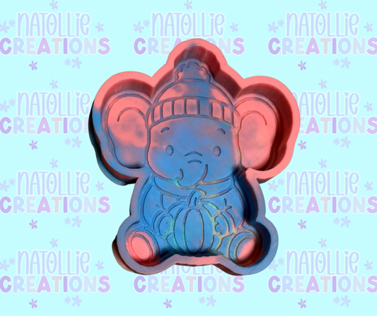 Elephant Holding Pumpkin Freshie Silicone Mold