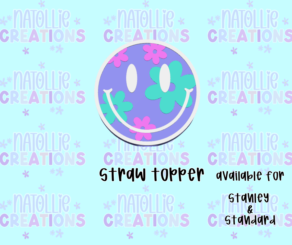 Floral Smiley Straw Topper