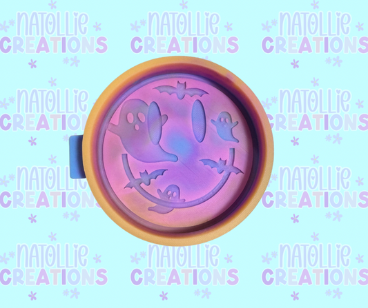 Smiley W/ Bats & Ghosts Freshie Silicone Mold