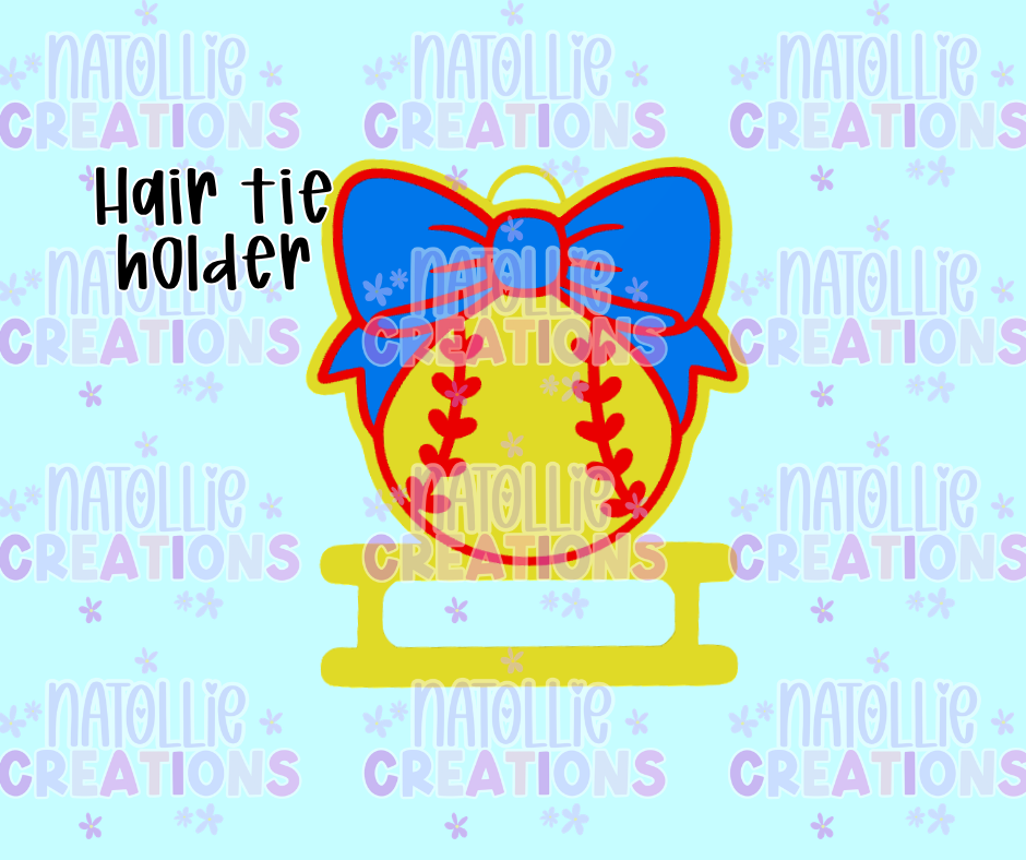 Baseball WITH Bow Hair Tie Holder