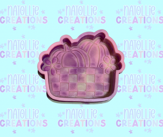 Pumpkin In Checkered Bin Freshie Silicone Mold