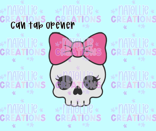 Skull W/ Bow Can Tab Opener Keychain