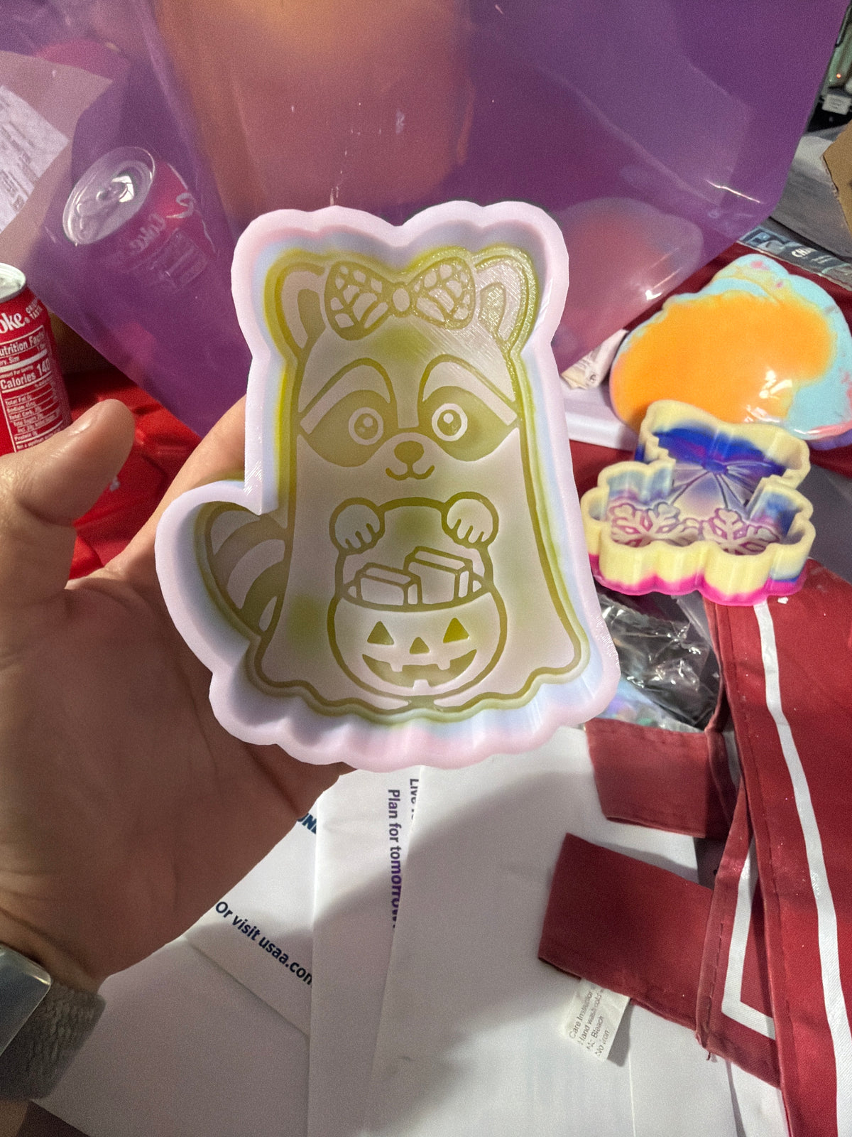 B GRADE - book stack raccoon ghost