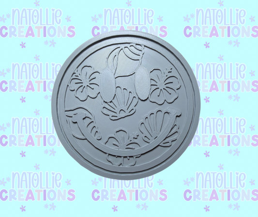 Seashell / Hibiscus Smiley Insert Freshie Silicone Mold