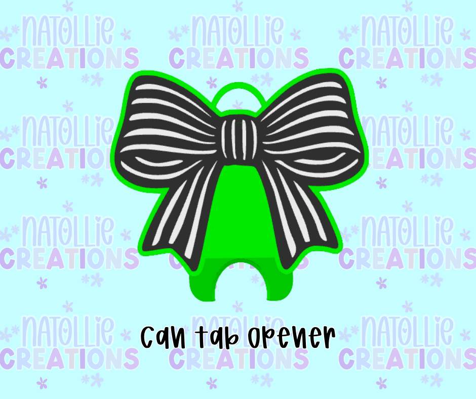 Striped Bow Can Tab Opener Keychain