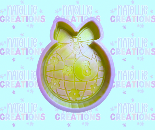 Floral 8 Ball Disco W/ Bow Freshie Silicone Mold