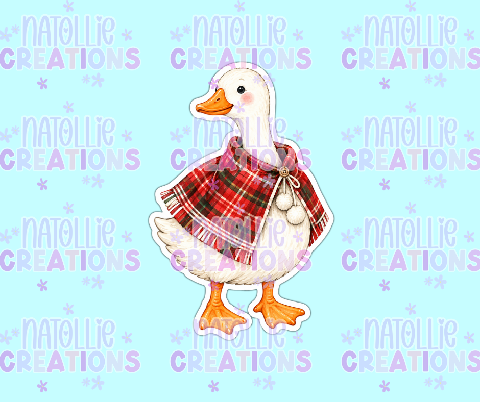 Cozy Plaid Goose Die Cut Sticker