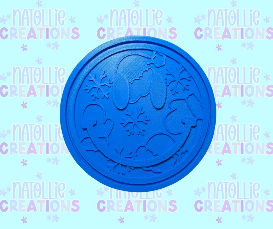 Santa Hat / Snowflakes Smiley Insert Freshie Silicone Mold