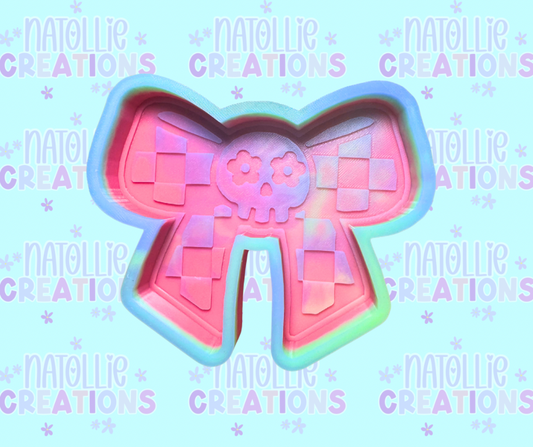 Skull Checkered Bow Freshie Silicone Mold
