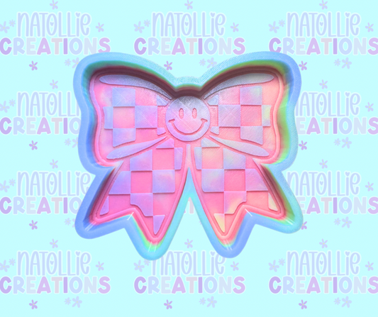 Smiley Checkered Bow Freshie Silicone Mold