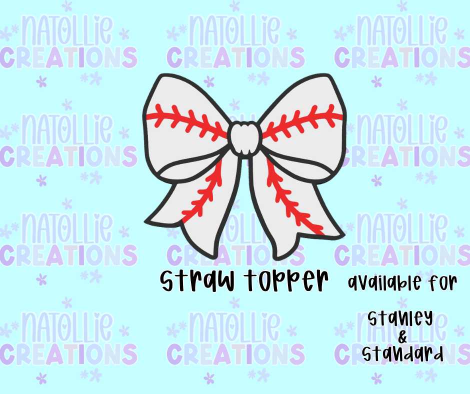 Baseball Bow Straw Topper
