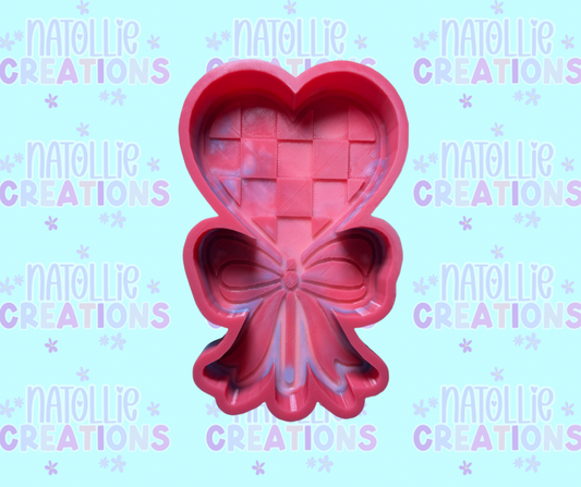 Checkered Lollipop W/ Bow Freshie Silicone Mold