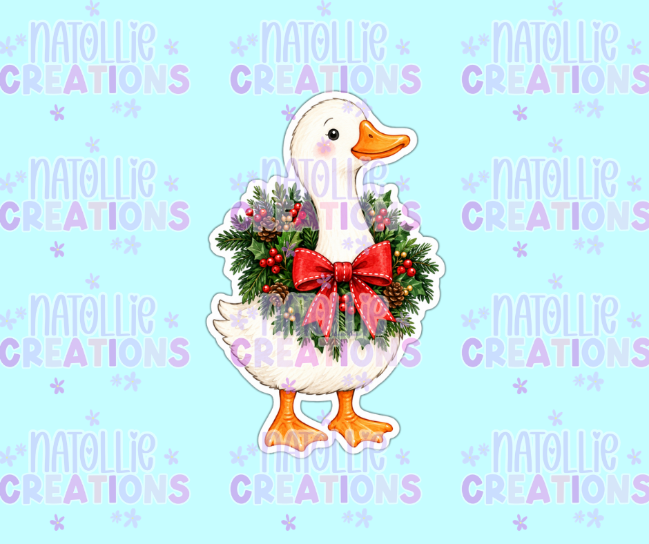 Wreath Goose Die Cut Sticker