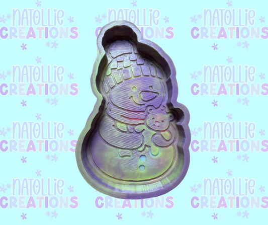 Snowman Holding Bear Freshie Silicone Mold