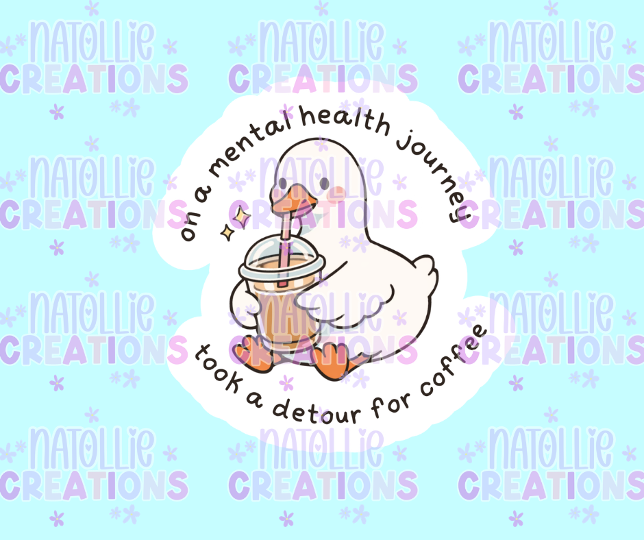Mental Health Journey, Detour For Coffee Die Cut Sticker