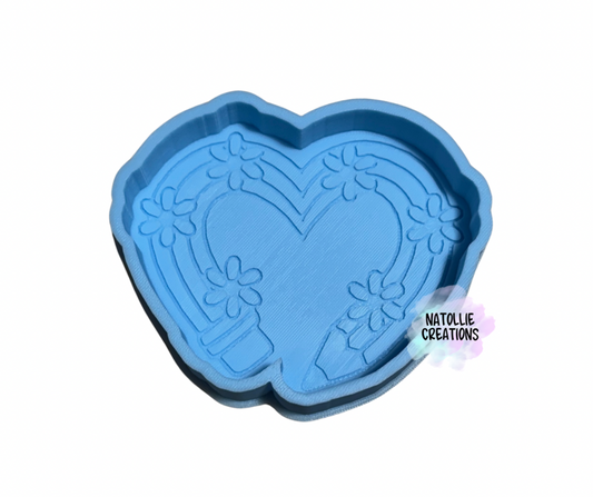Floral Pencil Heart Freshie Silicone Mold